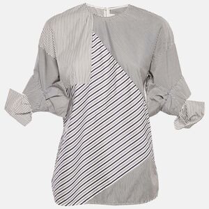Victoria Victoria Beckham Blue Striped Cotton Patchwork Shirt S
